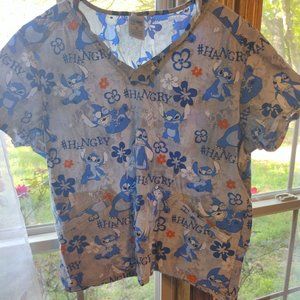 Disney Stitch Scrub Top- Size Medium, for medical professionals